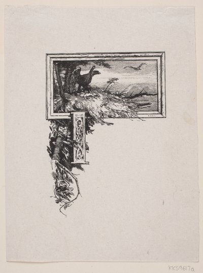 Initial vignette. "J" with an Eagle