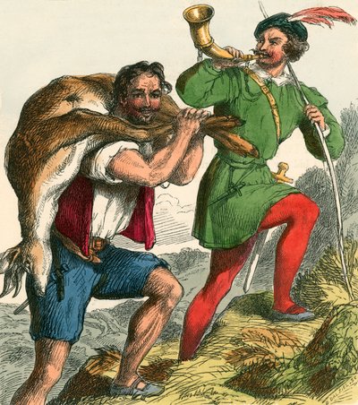 Robin Hood and Little John Taking Home the Fat Buck by F. Tayler
