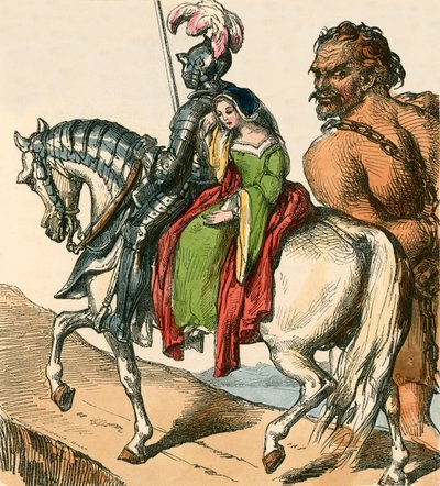 Sir Bevis and Josyan leading Ascapart by F. Tayler