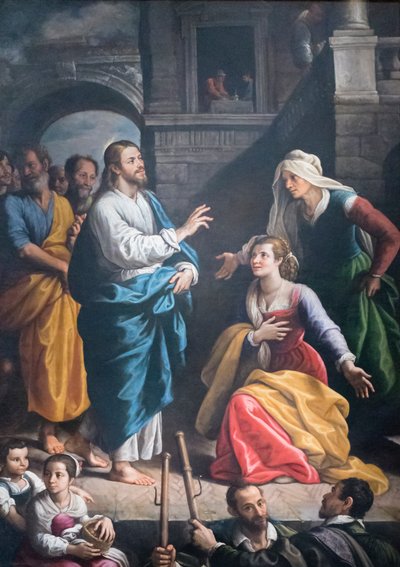 Christ Hosted in the House of Martha and Mary by Fabrizio Santafede