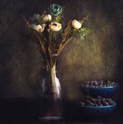 Moody Floral Berries Still Life by Farid Kazamil