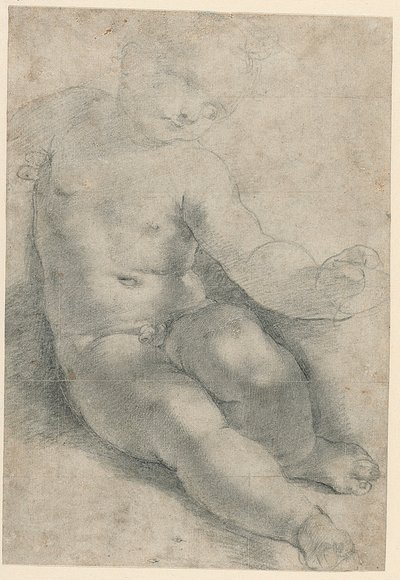 Study for the Christ Child in the Madonna of S. Simone; Study of a Landscape by Federico Barocci