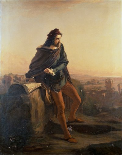 Cola di Rienzo Contemplating the Ruins from the Highground of Rome by Federico Faruffini