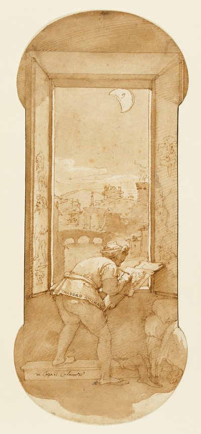 Taddeo Drawing by Moonlight in Calabrese