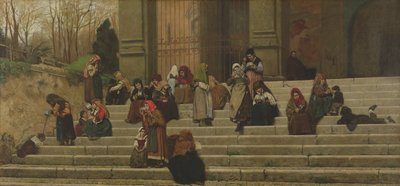 The Poor on the Steps of the Convent of Ara Coeli in Rome by Federigo Zandomeneghi