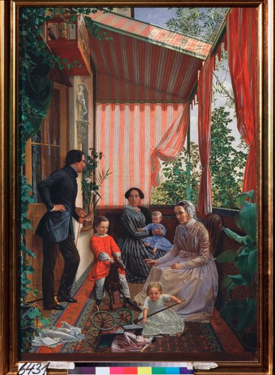 Family Portrait on the Balcony by Fedor Mikhailovich Slavyansky