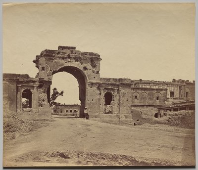 Gateway Leading into the Residency, held by Captain Aitken, 13th Bengal Native Infantry, commonly called the Bailee Guard Gate by Felice A. Beato