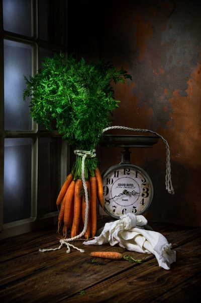 Rustic Carrots Still Life by Felice Angelino