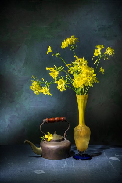 Vintage Teapot Yellow Flowers by Felice Angelino