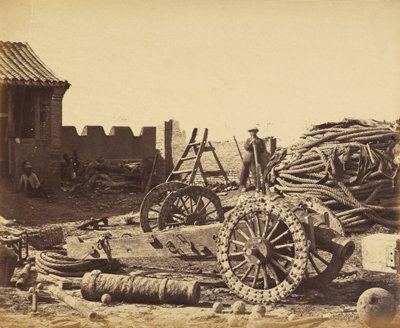 Interior of Pehtang Showing the Magazine and Wooden Gun, August 1, 1860 by Felice Beato
