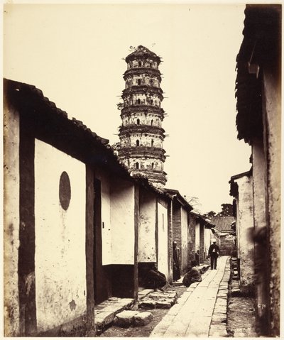Nine-Storied Pagoda and Tartar Street, Canton by Felice Beato