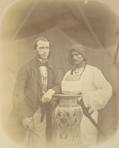 Portrait of J.D. Forsyth, Esq., C.S. Sec., Chief Commander at Oude with his Indian Servant by Felice Beato