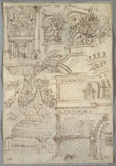 Decorative Study; Verso: Anatomical Study by Felice Giani
