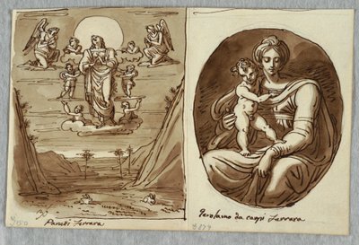 Female Figure Among Clouds; Resurrection, Study after Panetti by Felice Giani