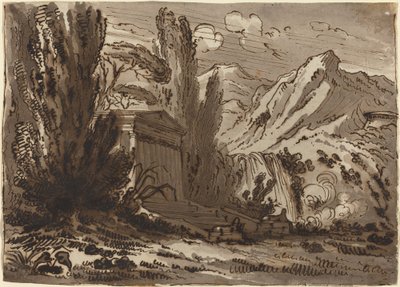 Mountainous Landscape with Classical Temple by Felice Giani