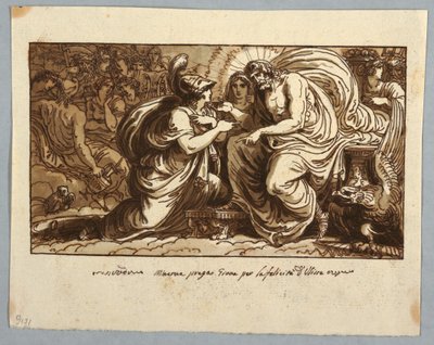 Sheet from a Sketchbook: Minerva Asking Jupiter for the Happiness of Ulysses or Minerva Questions Jupiter on the Destiny of Ithaca by Felice Giani