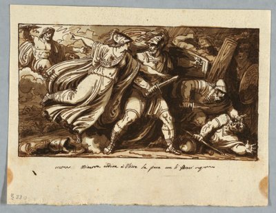 Sheet from a Sketchbook: Minerva Orders Ulysses to Make Peace with the Suitors of Penelope by Felice Giani