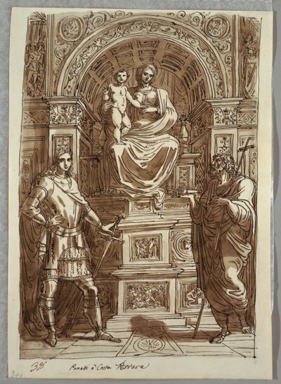 The Madonna and Child Enthroned with Saints; Study after Panetti or Costa by Felice Giani