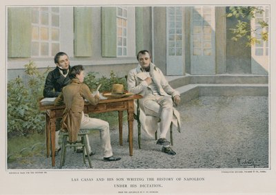 Las Casas and his son writing the history of Napoleon under his dictation by Felicien baron de Myrbach Rheinfeld