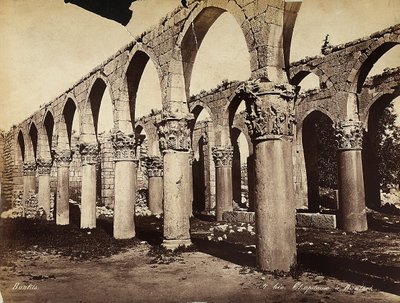 Columns and Arches in the Archaeological Zone of Heliopolis or Baalbek, Lebanon by Félix Bonfils