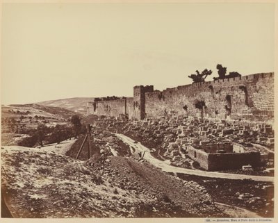 Jerusalem. Walls and Golden Gate in Jerusalem by Félix Bonfils