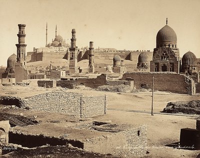 View of the Citadel with numerous ancient monuments and finds, in Cairo, Egypt by Félix Bonfils