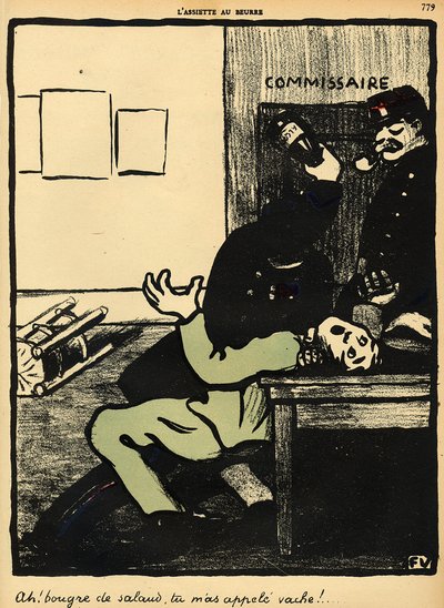 A policeman hits a man with a bottle in a police station, from 