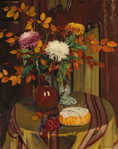 Chrysanthemums and Autumn Foliage by Felix Edouard Vallotton