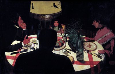 Dinner, Lamp Effect by Felix Edouard Vallotton