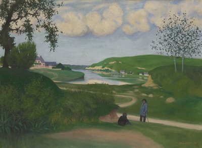 Landscape with a River and Two Figures by Felix Edouard Vallotton