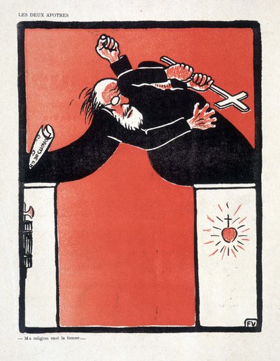 Separation of Church and State: Republican and Supporter of the Church Fighting by Felix Edouard Vallotton
