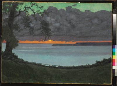 Sunset at Grace, Orange and Green Sky by Felix Edouard Vallotton