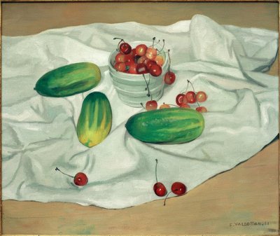 Three Cucumbers and a White Vase Containing Cherries by Felix Edouard Vallotton