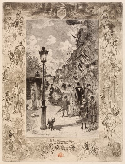 La Fête nationale au Boulevard Clichy by Felix Hilaire Buhot