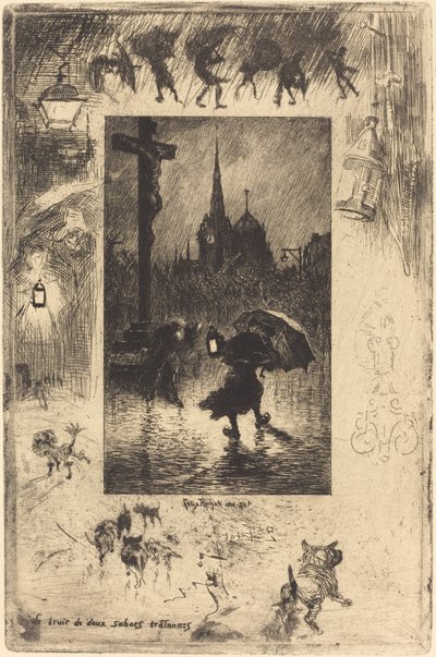 The Sound of Two Clogs Shuffling by Felix Hilaire Buhot
