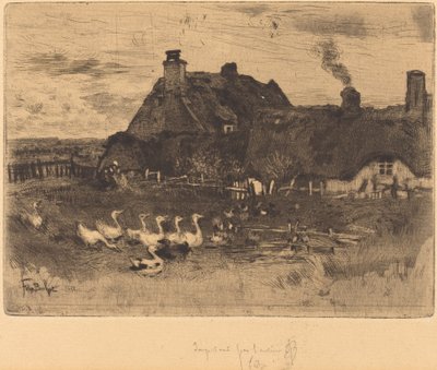Thatched Cottages--Small Plate, 1878 by Felix Hilaire Buhot