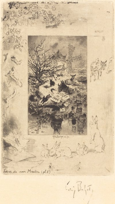 Title Page for Lettres de Mon Moulin, c. 1885 by Felix Hilaire Buhot