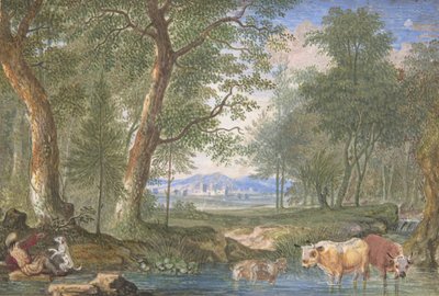 Landscape with Cows in a Brook by Felix Meyer