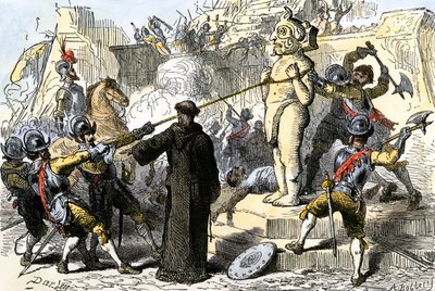 Spanish Priests Destroying the Aztec Idols of Mexico by Felix Octavius Carr Darley