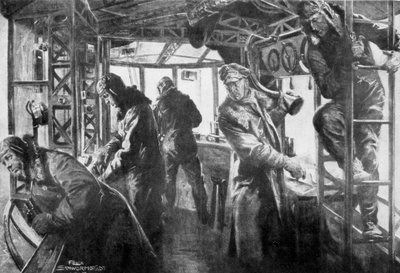 Command area on board a Zeppelin, German air fleet, First World War, 1917 by Felix Schwormstadt