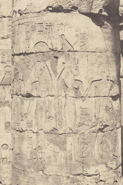 Karnak (Thebes), Hypostyle Hall, Central Colonnade, Decoration of a Column, 1853 by Félix Teynard