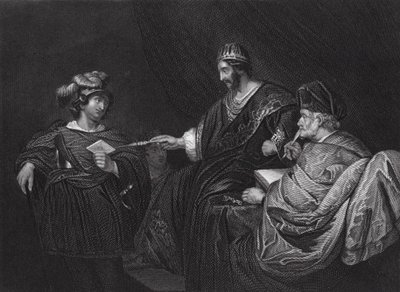 David sending a Letter to Joab by Uriah, II Samuel, Ch XI, v 14 by Ferdinand (after) Bol