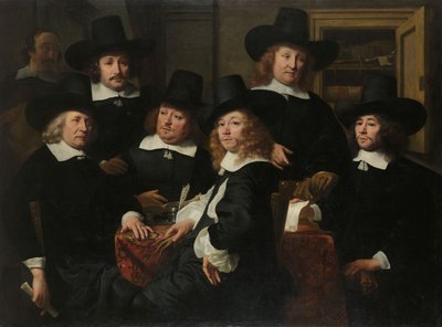 Six Regents and the Beadle of the Nieuw Zijds Institute for the Outdoor Relief of the Poor, Amsterdam, 1657 by Ferdinand Bol