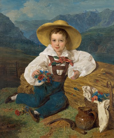 Count Demetrius Apraxin as a Child in Front of a Mountain Landscape by Ferdinand Georg Waldmuller