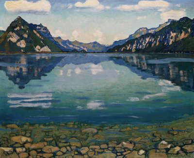 Thunersee with Reflection by Ferdinand Hodler