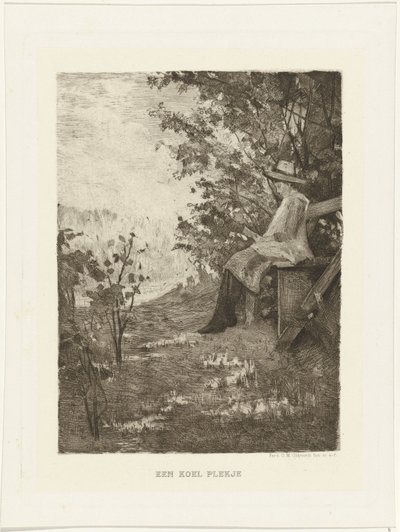Boy Reading on a Bench (title on object: A Cool Spot) by Ferdinand Oldewelt
