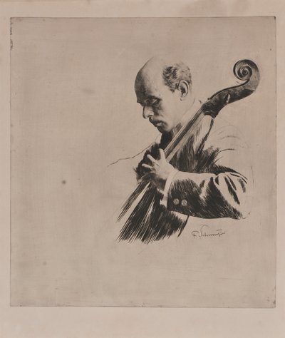 Pablo Casals Playing by Ferdinand Schmutzer