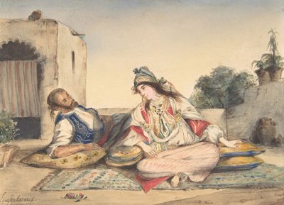 A Moorish Couple on Their Terrace, 1832 by Ferdinand Victor Eugene Delacroix