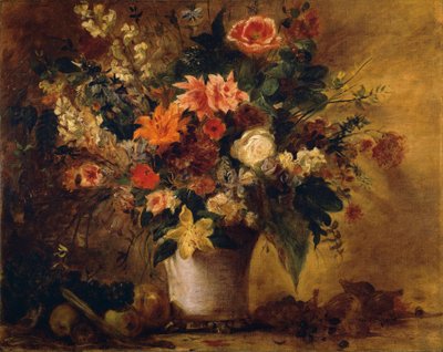 Flowers and Fruit by Ferdinand Victor Eugene Delacroix