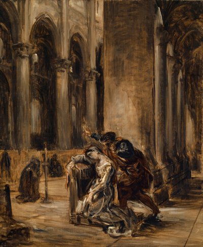 Gretchen in the Cathedral by Ferdinand Victor Eugene Delacroix
